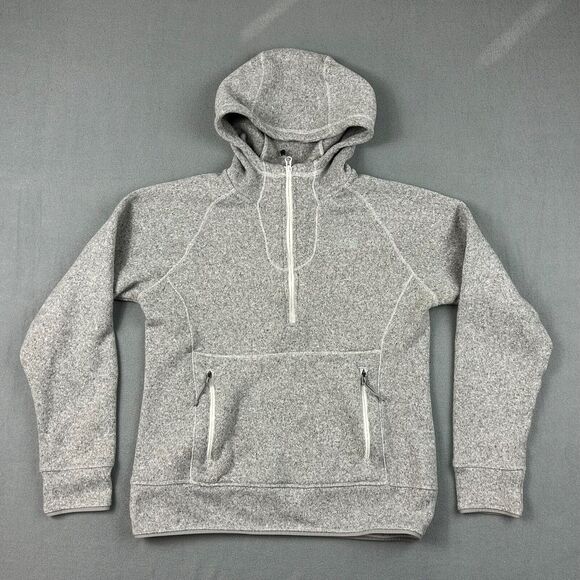 The North Face Hoodie‎ Womens Medium Crescent Sunshine Fleece Gray 1/4 Zip - Picture 1 of 9